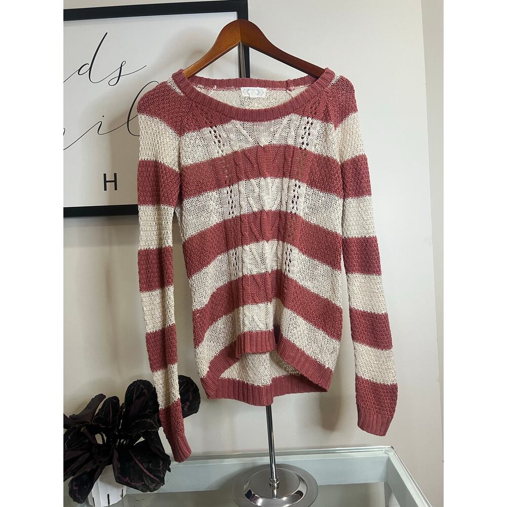 Pink Rose Pink & Cream Cotton Sweater
